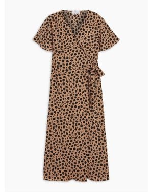 Never Fully Dressed Leopard Zsa Zsa Wrap Dress - Brown