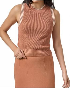 Lilla P Sleeveless Crewneck Sweater Tank - Brown
