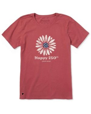 Life Is Good. Happy 250Th Flower Short Sleeve Tee - Pink