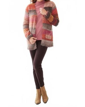 Fdj Sheila Striped Space Dye Cardigan - Red