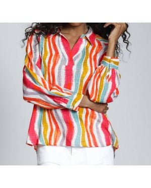 Apny Half -Plaket Pullover Blouse - Red