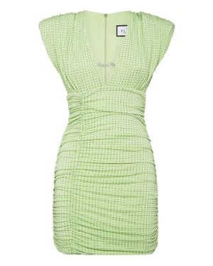 Philipp Plein Jersey Mini Dress Strass Signature - Green
