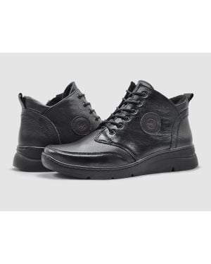 Helios Metis Fleece-Lined Zip-Up Leather Boots - Black