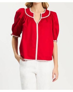 tyler boe Lara Trimmed Collar Top - Red