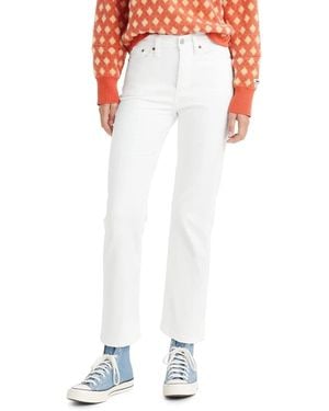 Levi's Wedgie Jeans Denim Straight Leg Button Fly Ankle Kfc241 - White