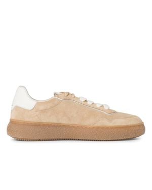 TMRS Tamaris Leather Fashion Stripe Lace Up Sneakers - Natural