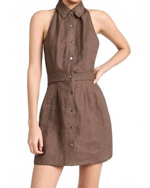 Hevron Domino Mini Dress - Brown