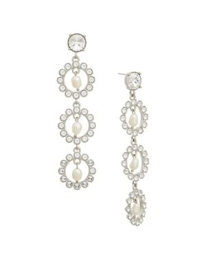 Oscar de la Renta Crystal Disc Triple Earrings - White