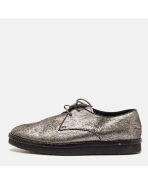 Tod's Metallic Bronze Leather Platform Lace Up Oxfords - Brown
