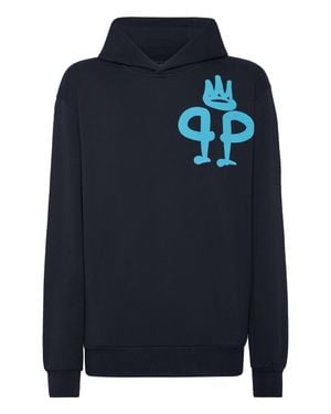 Philipp Plein Hoodie Sweatshirt Ls King Plein - Blue