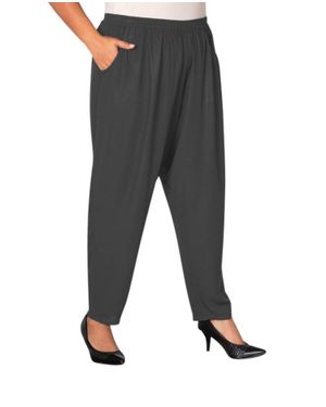 On The Plus Side Tailored Leg Rayon Pants - Black