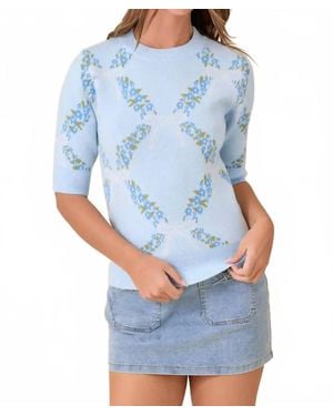 Main Strip Garden Floral Knit Top - Blue