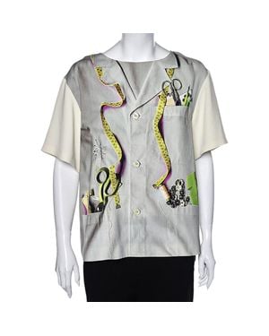 Moschino Cheap And Chic Multicolored Printed Crepe Blouse - Gray