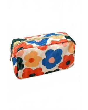 42Pops Floral Corduroy Makeup Bag - Blue