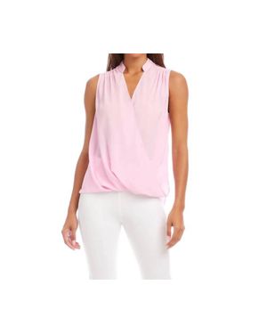 Karen Kane Sleeveless Drape Front Top - Pink