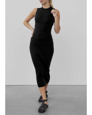 WITHBLACK Nana Rib Midi Dress - Black