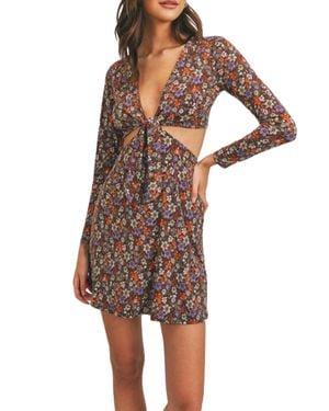 Lush Floral-Print Cutout Stretch-Jersey Mini Dress - Multicolor