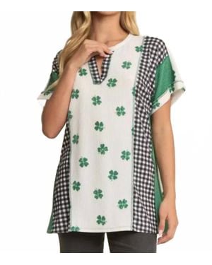 7Th Ray Lucky Charm Luxe Patchwork Top - White