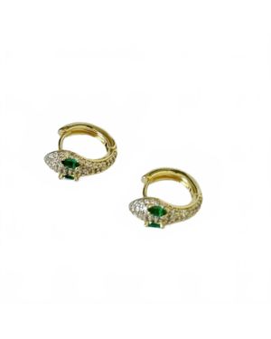 TRAMPS+THIEVES Diamond Snake Huggies Earrings - Metallic
