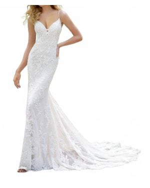 Mori Lee Perdita Clear Beading Gown - White