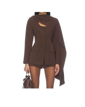 Line & Dot Nimah Scarf Blazer - Brown