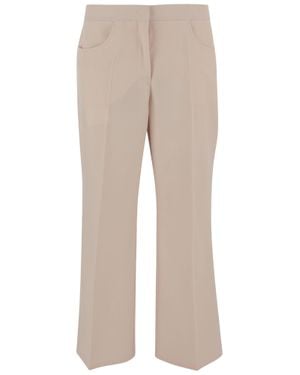 Jil Sander Tailored Wool Pants With Pressed Creases - Natural