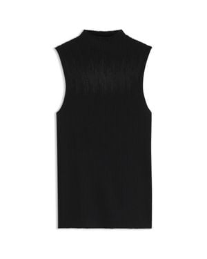 HUGO Knitted Top With Sheer Section - Black