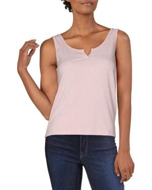 Hippie Rose Juniors Ribbed Notched Neck Tank Top - Blue