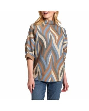 Apny Interlacing Lines Sweater With Contrast Cuffs - Gray