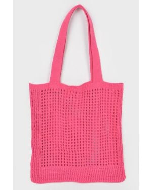Fashnzfab Knitted Tote Bag - Pink