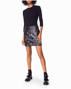 Nicole Miller Sheep Leather Mini Skirt - Blue