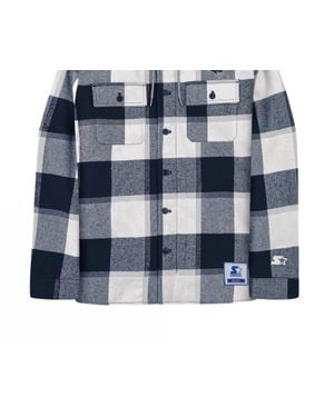 Starter New England Patriots The Big Joe Sherpa Lined Plaid Jacket - Blue