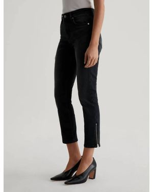 AG Jeans Mari Crop Moto Slim Straight Cut Jeans - Black