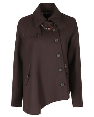 Bazar Deluxe Dark Classic Collar Patch Pockets Wool Short Coat - Brown