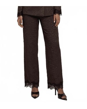 Akalia Maison Jacquard Lace-Trim Pants - Black