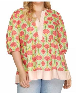 She + Sky Watermelon Sugar Striped Top - Red