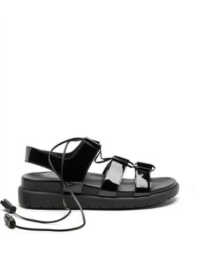 La Canadienne Rambler Slip On Lace Up Slingback Sandals - Black