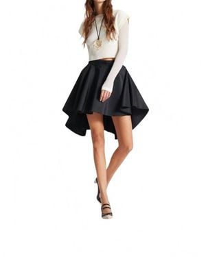 Theo the Label Theia Taffeta Hi Low Skirt - Black