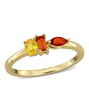 Mimi & Max Gem Three Stone Ring Sterling - Metallic