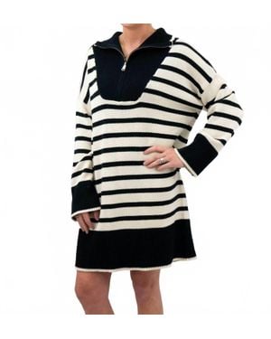 Blu Pepper Striped Collared Dress - Black