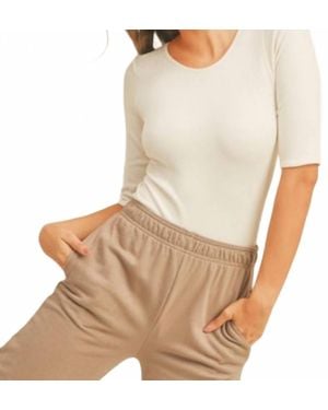 Kimberly C Short Sleeve Ribbed Bodysuit - Natural