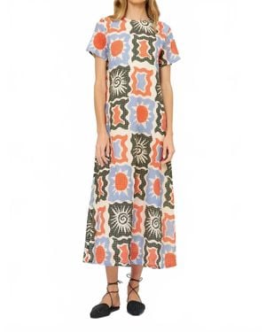 Oliphant Short Sleeve Shift Maxi Dress - White
