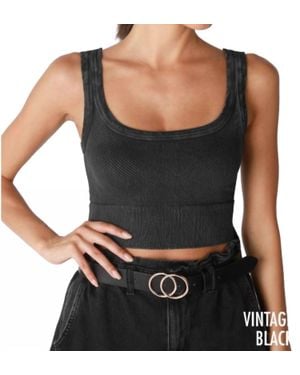 Nikibiki Wash Ribbed Cropped Top - Black