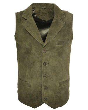 Infinity Leather Classic Smooth Goat Suede Leather Waistcoat-Exeter - Green