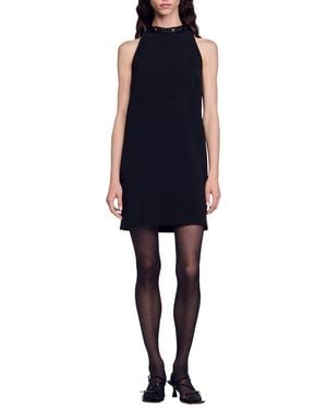 Sandro Basic Jewel Neck Mini Dress - Blue