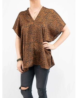 Adrienne V Neck Top - Brown
