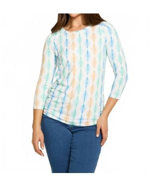 Fdj 3/4 Sleeve Scoop Neck Top - Blue