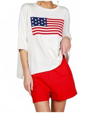 Vine & Love American Flag Knitted Top - Red