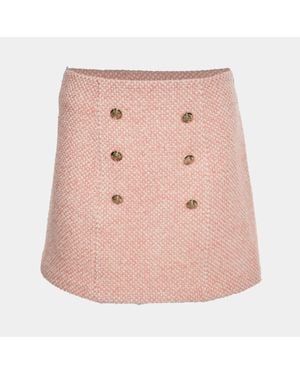 Maje Tweed Button Detail Mini Skirt - Pink