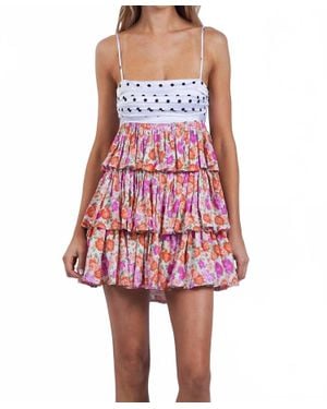 Sky To Moon Flowers Mini Dress - Red